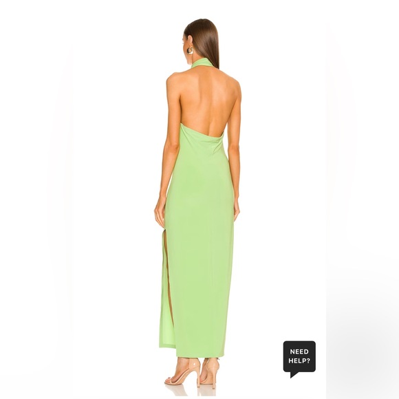 Revolve Norma Kamali Halter Turtle Neck Side Slit Green Dress Size S - Picture 3 of 3